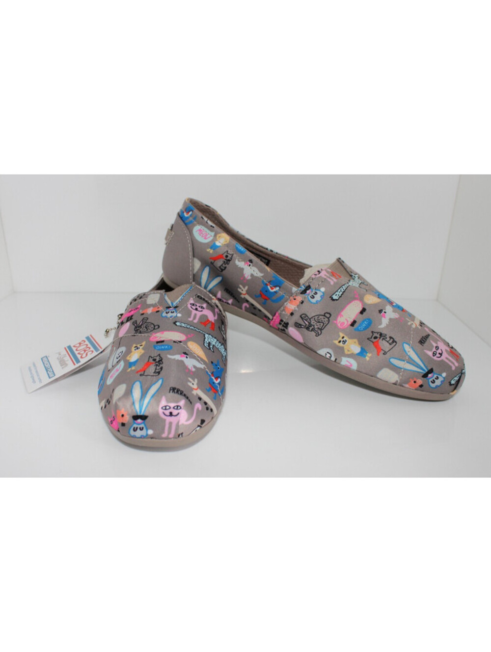Skechers Bobs Taupe Plush Alpargata Flats Cute Critters Size 8 NWT